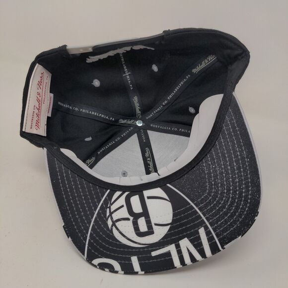 Mitchell & Ness Men's Snapback Hat Black Brooklyn Nets Embroidered Logo - Picture 7 of 9